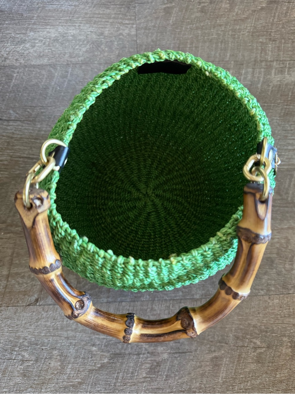 Clare V Pot de Miel green bamboo top handle straw basket bag - Picture 8 of 15